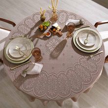 Toalha de Mesa Redonda 8 Lugares Renda Clássica Arabesco Interlar 180cm Desert