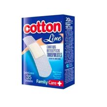 Curativos Antisséptico Flexível Adesivo Cotton Line 35 Unidades Transparente Kit 3 Caixas