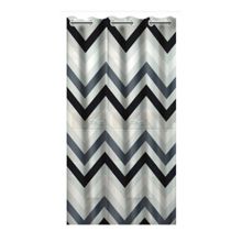 Cortina Para Box Banheiro Pvc Antimofo Ilhós Estampa ZIGZAG Preto e Branco 1,38x1,98m