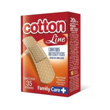 Curativos Antisséptico Flexível Adesivo Cotton Line Caixa Com 35 Unidades