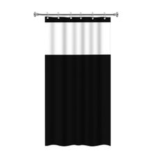 Cortina Para Box Banheiro Pvc Antimofo Ganchos Com Visor Transparente Cor Preta 1,38x1,98m
