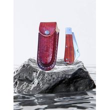 Canivete Tradicional Grande Madeira Muripiranga Lâmina Inox Bainha Vinho