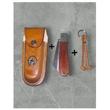 Canivete Tradicional Grande Madeira Muripiranga Lâmina Inox Bainha Caramelo + Chaveirinho