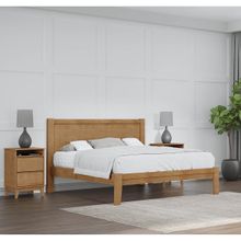 Conjunto Quarto: Cama Casal Queen, 2 Mesas Cabeceiras Freijó Prata Madeira Pinus - Finestra