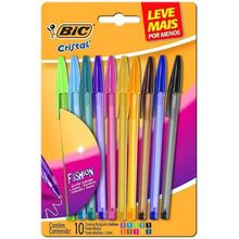 Caneta Esferografica 1.2mm Bic Cristal Fashion com 10 Cores - Bic