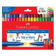 Canetinha Hidrografica 36 Cores Ponta Vai e Vem (Ref. 150136VVZF) Faber-Castell