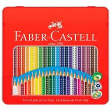 Ecolapis de Cor 24 Cores Colour Grip Estojo Lata (Ref. 121024LT) Faber-Castell