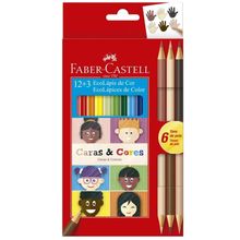 Ecolapis de Cor 12 Cores + 6  Tons de Pele Caras e Cores (Ref.120112CC) Faber-Castell
