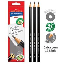 Ecolapis Grafite N2 Max Redondo Preto com 12 Unidades (Ref.1205/M12) Faber-Castell