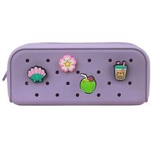 Estojo Escolar Silicone Charm com 4 Pingentes - Polibras - ROXO PASTEL