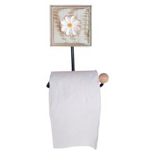 Porta Papel Higiênico Madeira flor Branca