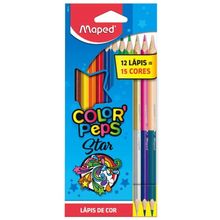 Lapis de Cor Color Peps Star 12 Lapis 15 Cores (Ref. 832073) Maped
