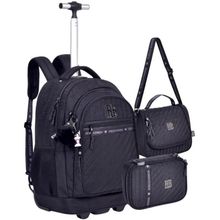 Kit Mochila de Rodinha + Estojo + Lancheira (RB24530) Preta Rebecca Bonbon - Clio