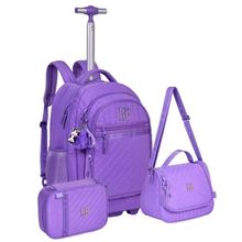 Kit Mochila de Rodinha + Estojo + Lancheira (RB24530) Lilas Rebecca Bonbon - Clio