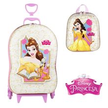 Kit Mochila 3D Com 6 Rodinhas + Lancheira Princesas Bela - Diplomata