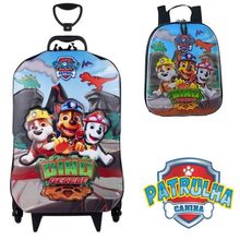 Kit Mochila 3D Com 6 Rodinhas + Lancheira Patrulha Canina Dino - Diplomata