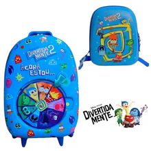 Kit Mochila 3D Com 6 Rodinhas + Lancheira Divetidamente Roleta Azul - Diplomata