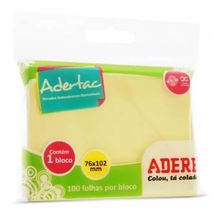 Bloco Autoadesivo 76mm x 102mm Com 100 Folhas Amarelo - Adere