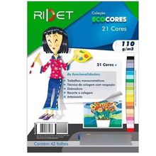 Bloco EcoCores A4+ com 21 Cores 42 Folhas 110g (Ref. 010003) - Novaprint/ Ridet