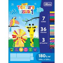 Bloco Textura Visual  1  A4+ com 7 Cores 3 Estampas 36 Folhas 180g - Tilibra