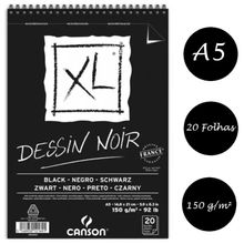 Bloco XL Dessin Noir A5 Preto com 20 Folhas 150g - Canson