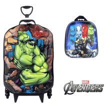 Kit Mochila 3D Com 6 Rodinhas + Lancheira Avengers Hulk - Diplomata