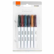 Marcador  Artistico Permanente Com 6 Cores - BRW