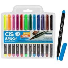 Marcador ArtIstico Brush Aquarelavel  12 Cores - CIS