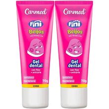 Kit 2 Gel Dental Carmed Fini Beijos Flúor + Anticárie 70g Cada