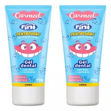 Kit 2 Gel Dental Carmed Dentaduras Flúor Anticárie70g Cada
