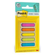 Marcador de Pagina Adesivo Post-it Flags Seta Neon 11,9mm x 43,2mm 100 Folhas 5 Cores 3M