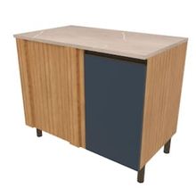 Balcão Bartira Cristal em MDP de Canto com 1 Porta e 1 Prateleira, 101 cm de largura - Lâmina de Mel/Azul Royal