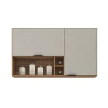 Armário Aéreo Demóbile Firenze com 2 Portas, 2 Prateleiras e Nichos – Amêndoa/Nude Prime TX