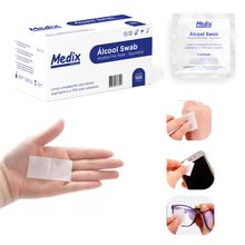 Lenços Umedecidos Saches Álcool Swab 70% Medix Kit Com 1.000 unidades