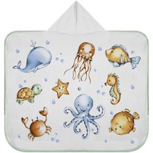 Toalha De Banho Baby Com Capuz Tecebem Estampada Kinder Olga Verde