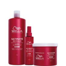 Wella Ultimate Repair Shampoo 1LT + Mask Condicionante 500ml + Protetor Térmico 140ml