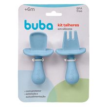 Kit Talheres Silicone - Azul Buba