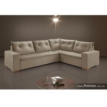 Sofa Canto Potenza com Puff Cor Capuccino Tecido Jolie - Vicam Estofados