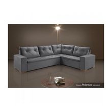 Sofa Canto Potenza C/Puff Tec.5001 Jolie Cinza Grafite Med.3.00X2.30 - Vicam Estofados