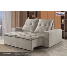 Sofá  Munique Retrátil Tecido Jolie Bege com 2.00m- D Sala Decor Sofa 2.00m Munique Retrátil Tecido Jolie Bege - D Sala Decor