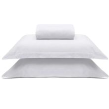Jogo de Cama Buettner Queen Malha 100% Algodao Liso 3 Peças Image Branco