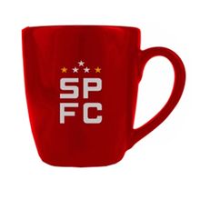 Caneca Cerâmica Prime BrasFoot Sao Paulo 350 ML Licenciada Vermelho
