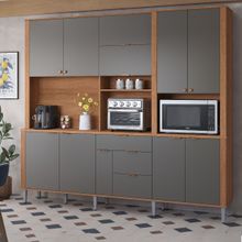 Armário de Cozinha 10 Portas 4 Gavetas Astra Jequitibá/Grafite - Lukaliam