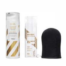 Skelt Iluminador Corporal Red Carpet Glow 120Ml + Bronzeador Instantâneo 120ml + Luva