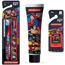 KIT ESCOVAÇÃO LIGA DA JUSTIÇA - VERMELHO - DENTALCLEAN
