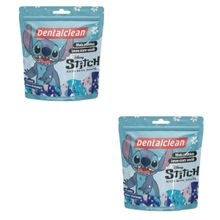 2X FIO DENTAL FLOSSER INFANTIL STITCH MORANGO - DENTALCLEAN