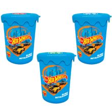 3X SLIME METALIZADO 180G - HOT WHEELS - DOCE BRINQUEDO