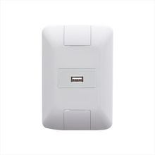 Conjunto 4x2 com 1 Tomada USB Brilho 1,5 A Bivolt Tramontina Aria Branco