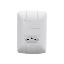 Conjunto 4x2 com 1 Interruptor Paralelo 6 A 250 V e 1 Tomada 2P+T 10 A 250 V Tramontina Aria Branco