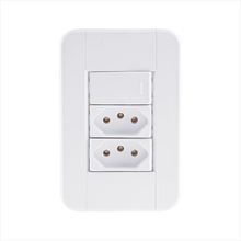 Conjunto 4x2 com 1 Interruptor Simples 10 A 250 V e 2 Tomadas 2P+T 10 A 250 V Tramontina